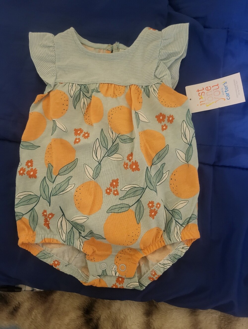 💕🍊✨️NWT Carter's Just one you baby girl one piece romper mandarins blue orange